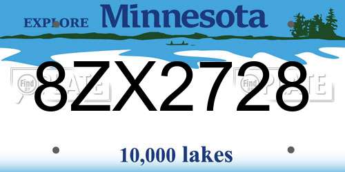 8ZX2728 Minnesota License Plate
