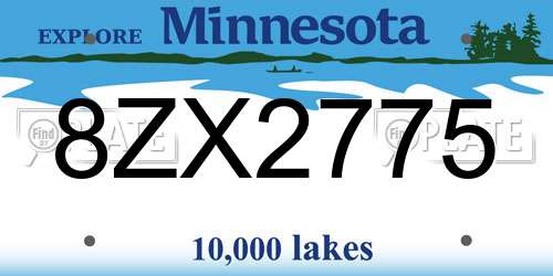 8ZX2775 Minnesota License Plate