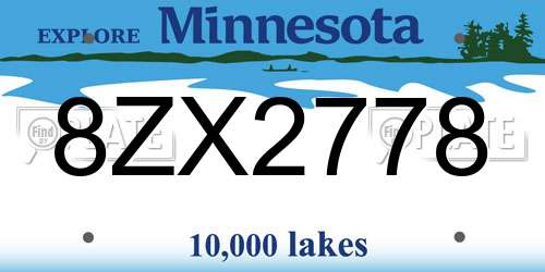 8ZX2778 Minnesota License Plate