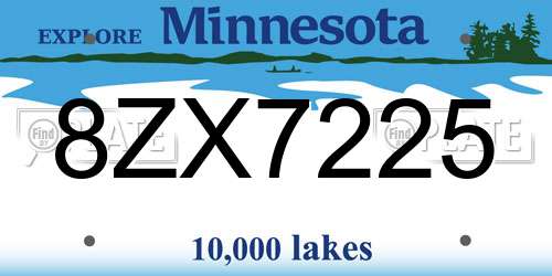 8ZX7225 Minnesota License Plate