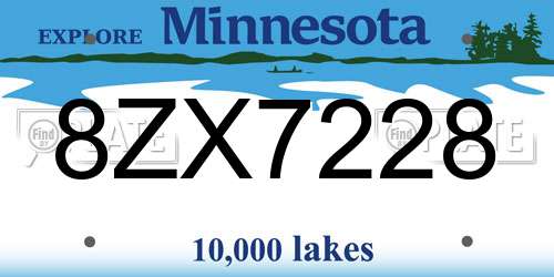 8ZX7228 Minnesota License Plate