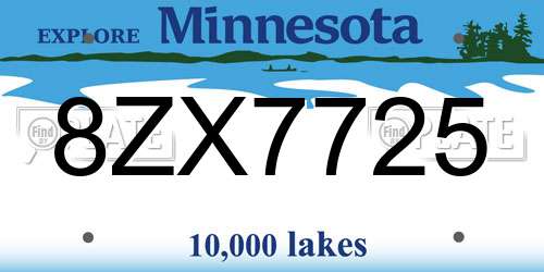 8ZX7725 Minnesota License Plate