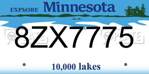8ZX7775 Minnesota License Plate