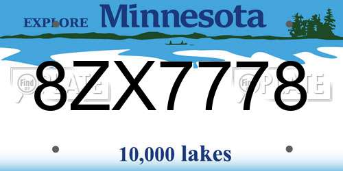 8ZX7778 Minnesota License Plate