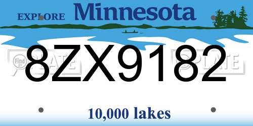 8ZX9182 Minnesota License Plate