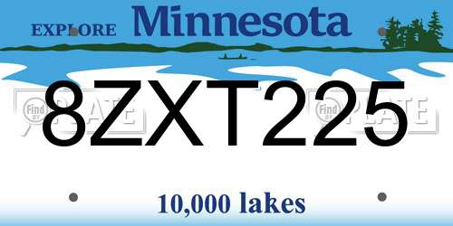 8ZXT225 Minnesota License Plate