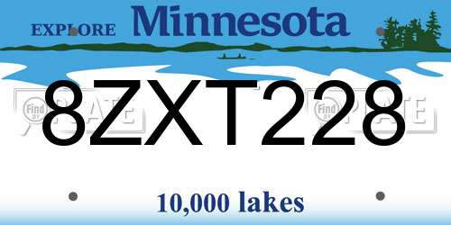 8ZXT228 Minnesota License Plate
