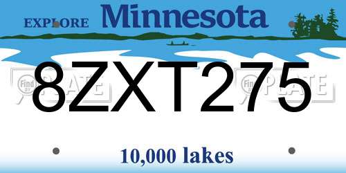 8ZXT275 Minnesota License Plate
