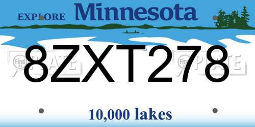 8ZXT278 Minnesota License Plate