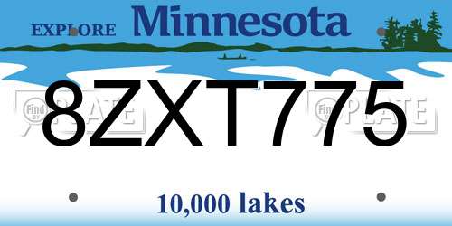 8ZXT775 Minnesota License Plate