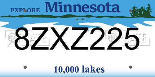8ZXZ225 Minnesota License Plate