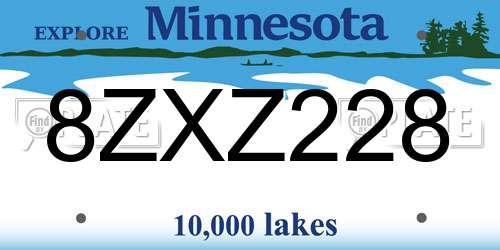 8ZXZ228 Minnesota License Plate