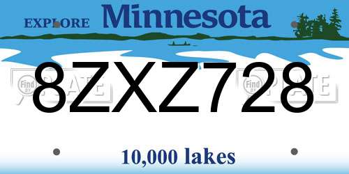 8ZXZ728 Minnesota License Plate