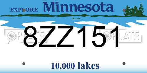 8ZZ151 Minnesota License Plate