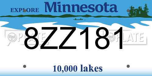 8ZZ181 Minnesota License Plate