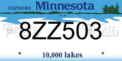8ZZ503 Minnesota License Plate