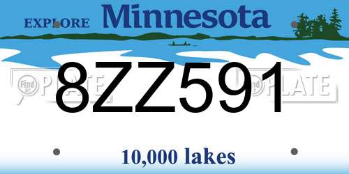 8ZZ591 Minnesota License Plate