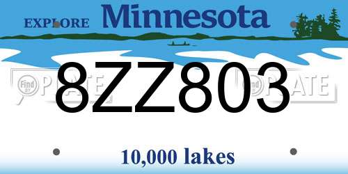 8ZZ803 Minnesota License Plate