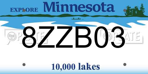 8ZZB03 Minnesota License Plate