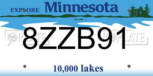 8ZZB91 Minnesota License Plate