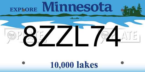 8ZZL74 Minnesota License Plate