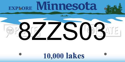8ZZS03 Minnesota License Plate