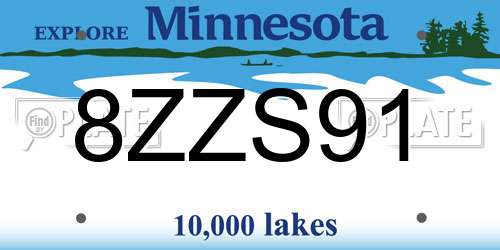 8ZZS91 Minnesota License Plate