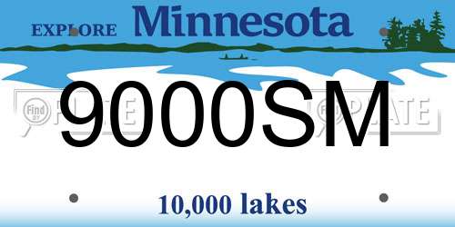 9000SM Minnesota License Plate