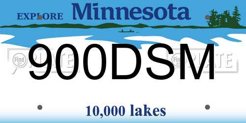 900DSM Minnesota License Plate