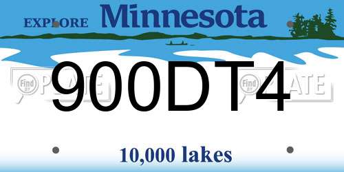 900DT4 Minnesota License Plate