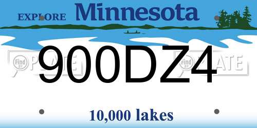 900DZ4 Minnesota License Plate