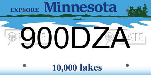 900DZA Minnesota License Plate