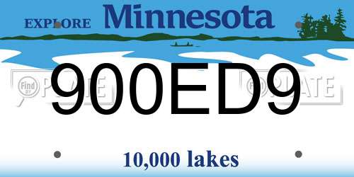 900ED9 Minnesota License Plate