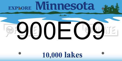 900EO9 Minnesota License Plate