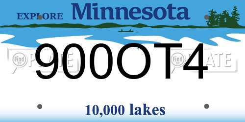 900OT4 Minnesota License Plate