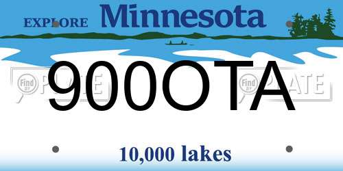 900OTA Minnesota License Plate