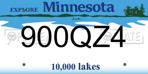 900QZ4 Minnesota License Plate