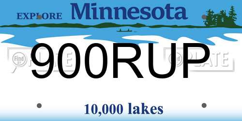 900RUP Minnesota License Plate