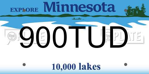 900TUD Minnesota License Plate