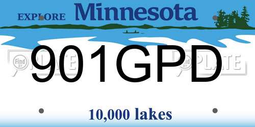 901GPD Minnesota License Plate