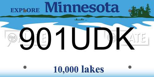 901UDK Minnesota License Plate