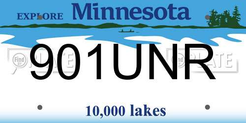 901UNR Minnesota License Plate