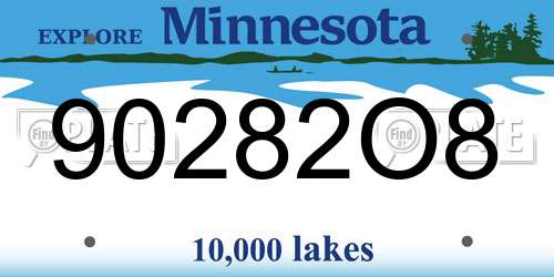 90282O8 Minnesota License Plate