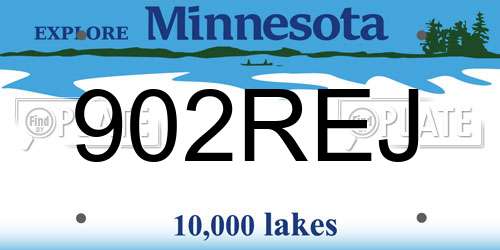 902REJ Minnesota License Plate