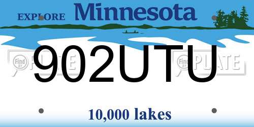 902UTU Minnesota License Plate