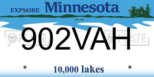 902VAH Minnesota License Plate