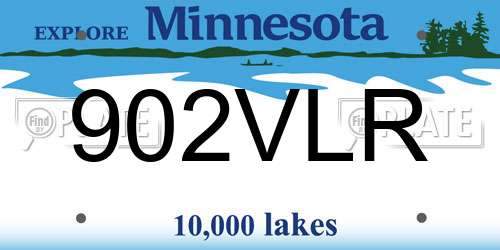 902VLR Minnesota License Plate
