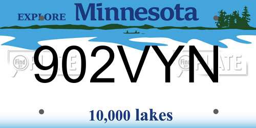 902VYN Minnesota License Plate