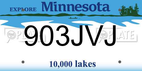903JVJ Minnesota License Plate