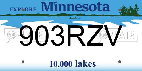 903RZV Minnesota License Plate